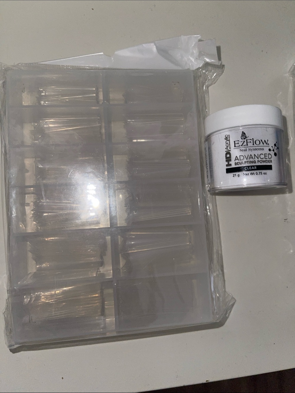 EZFlow Advanced Sculpting Powder + Clear Nail Tips Kit - White/Clear